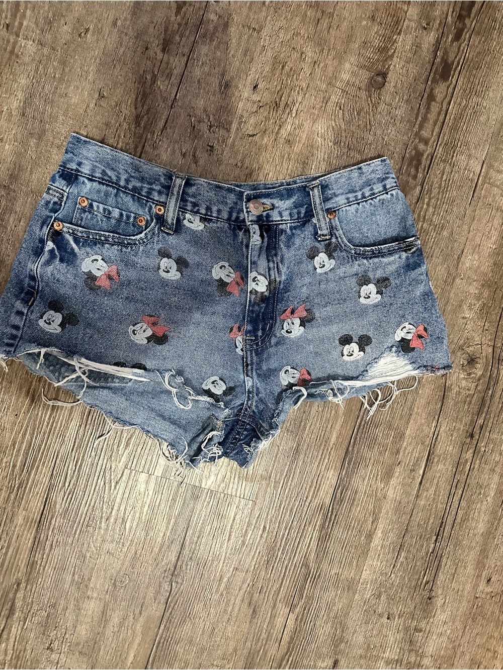 Aéropostale Disney Mickey & Friends High-Rise Denim Shorts Size 2